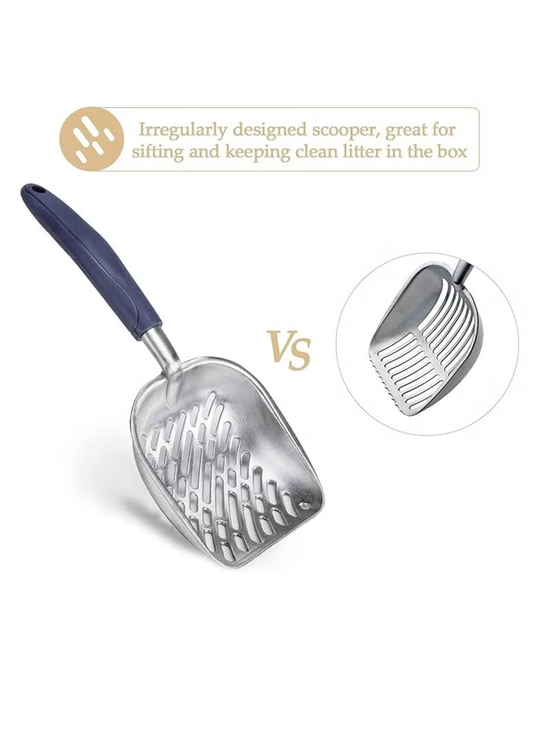 مجرفة رمل قطط كبيرة – من سبائك الألمنيوم بمصفاة معدنية عميقة ومقبض طويل، مناسبة لجميع أنواع رمل القطط - Image 2